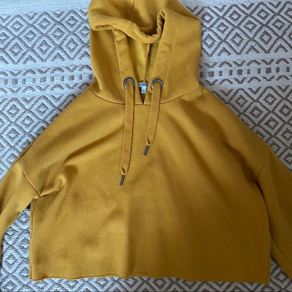Yellow Cropped Hoodie